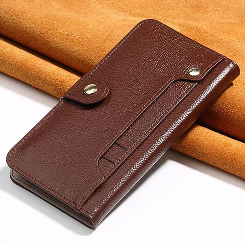 Leather Case Stands Flip Cover T08 Holder for Oppo Find X2 Pro Brown