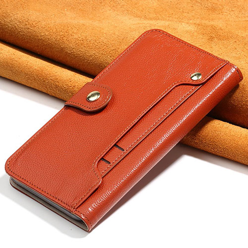 Leather Case Stands Flip Cover T08 Holder for Oppo Find X2 Pro Orange
