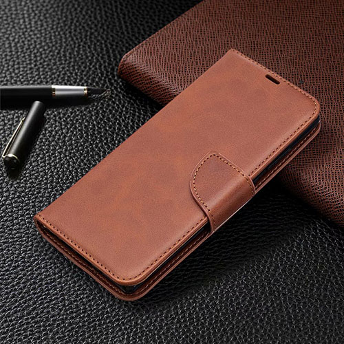 Leather Case Stands Flip Cover T08 Holder for Samsung Galaxy Note 20 5G Brown