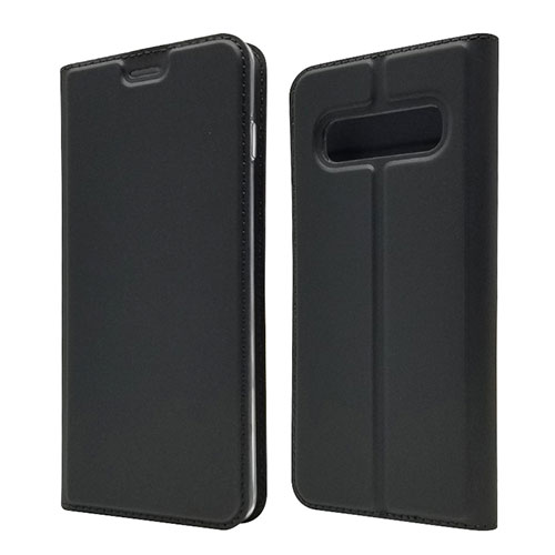 Leather Case Stands Flip Cover T08 Holder for Samsung Galaxy S10 Black