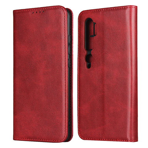 Leather Case Stands Flip Cover T08 Holder for Xiaomi Mi Note 10 Pro Red
