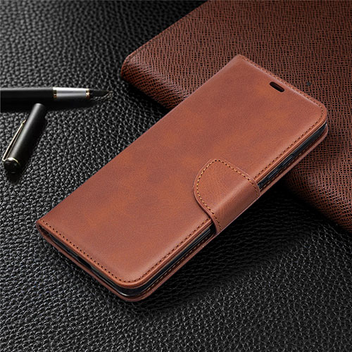 Leather Case Stands Flip Cover T08 Holder for Xiaomi Redmi 9A Brown