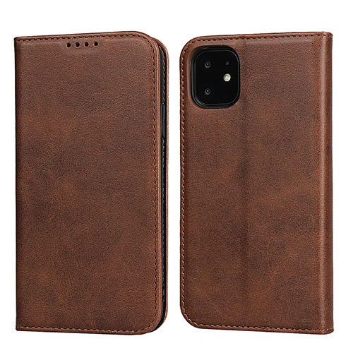 Leather Case Stands Flip Cover T09 Holder for Apple iPhone 11 Brown