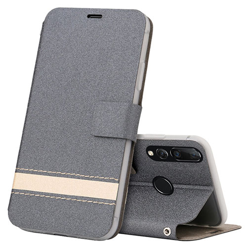 Leather Case Stands Flip Cover T09 Holder for Huawei Honor 20 Lite Gray