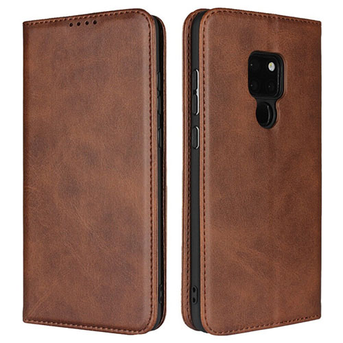 Leather Case Stands Flip Cover T09 Holder for Huawei Mate 20 X 5G Brown