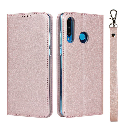 Leather Case Stands Flip Cover T09 Holder for Huawei P30 Lite New Edition Rose Gold