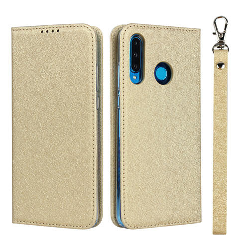 Leather Case Stands Flip Cover T09 Holder for Huawei P30 Lite XL Gold