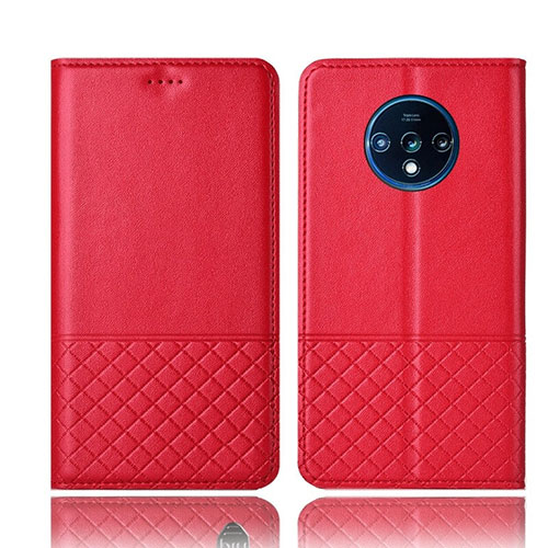Leather Case Stands Flip Cover T09 Holder for OnePlus 7T Red