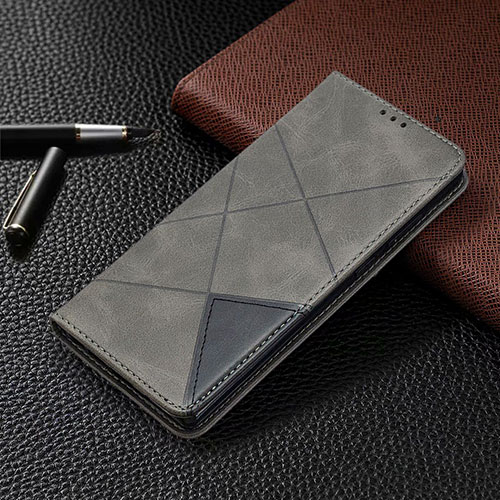 Leather Case Stands Flip Cover T09 Holder for Samsung Galaxy Note 20 5G Gray