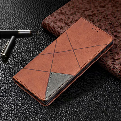 Leather Case Stands Flip Cover T09 Holder for Samsung Galaxy Note 20 Ultra 5G Brown