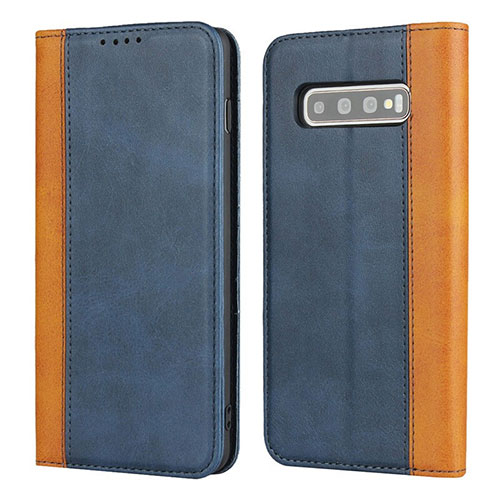 Leather Case Stands Flip Cover T09 Holder for Samsung Galaxy S10 5G Blue