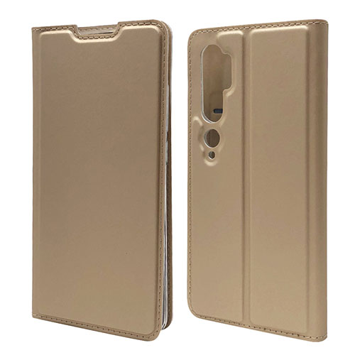 Leather Case Stands Flip Cover T09 Holder for Xiaomi Mi Note 10 Pro Gold