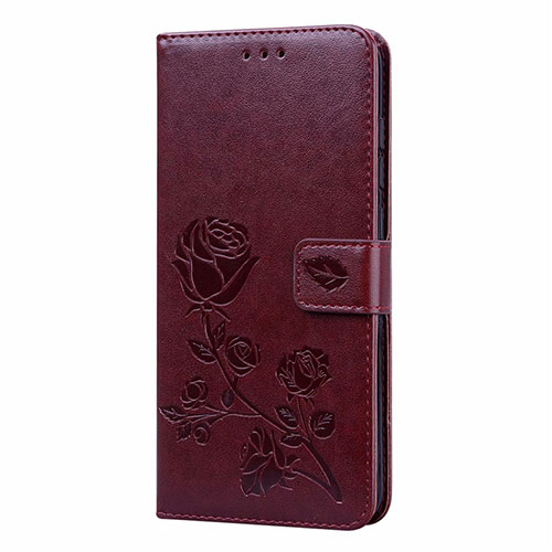 Leather Case Stands Flip Cover T09 Holder for Xiaomi Redmi Note 9 Brown