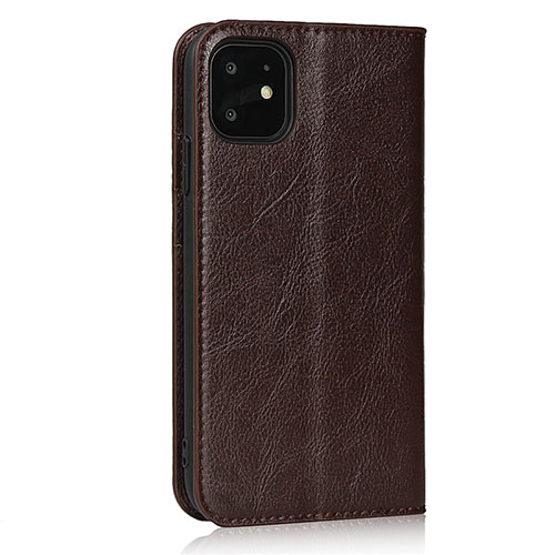Leather Case Stands Flip Cover T10 Holder for Apple iPhone 11 Brown