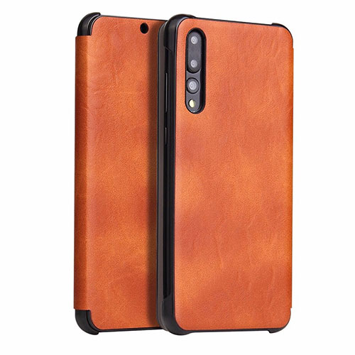 Leather Case Stands Flip Cover T10 Holder for Huawei P20 Pro Orange