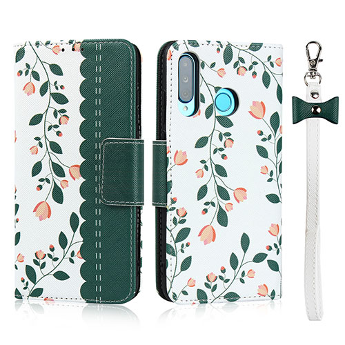 Leather Case Stands Flip Cover T10 Holder for Huawei P30 Lite New Edition Green