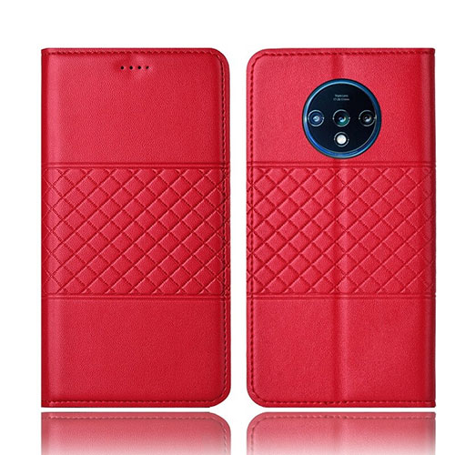 Leather Case Stands Flip Cover T10 Holder for OnePlus 7T Red