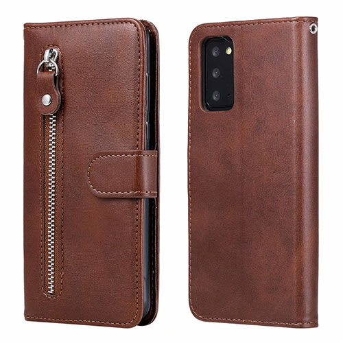 Leather Case Stands Flip Cover T10 Holder for Samsung Galaxy Note 20 5G Brown