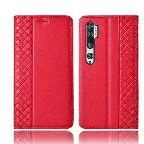 Leather Case Stands Flip Cover T10 Holder for Xiaomi Mi Note 10 Pro Red