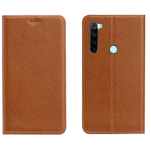 Leather Case Stands Flip Cover T10 Holder for Xiaomi Redmi Note 8 (2021) Orange