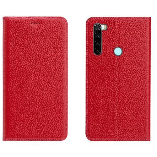 Leather Case Stands Flip Cover T10 Holder for Xiaomi Redmi Note 8 (2021) Red