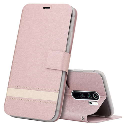 Leather Case Stands Flip Cover T10 Holder for Xiaomi Redmi Note 8 Pro Rose Gold