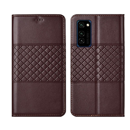 Leather Case Stands Flip Cover T11 Holder for Huawei Honor V30 Pro 5G Brown