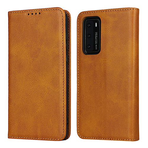 Leather Case Stands Flip Cover T11 Holder for Huawei P40 Orange