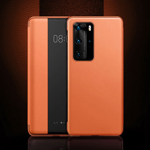 Leather Case Stands Flip Cover T11 Holder for Huawei P40 Pro Orange