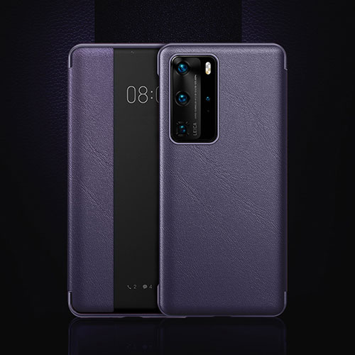 Leather Case Stands Flip Cover T11 Holder for Huawei P40 Pro Purple