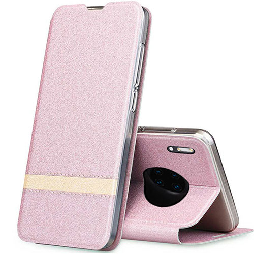 Leather Case Stands Flip Cover T12 Holder for Huawei Mate 30 Pro 5G Rose Gold