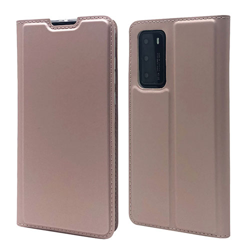 Leather Case Stands Flip Cover T12 Holder for Huawei P40 Rose Gold