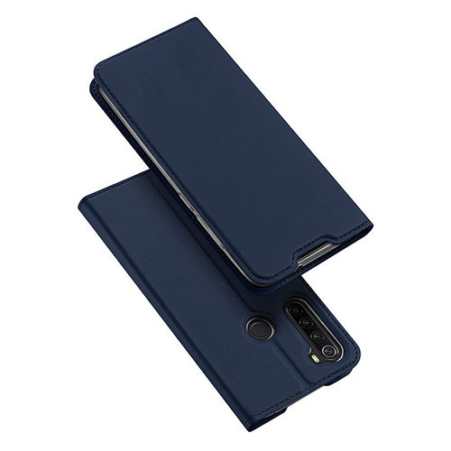 Leather Case Stands Flip Cover T12 Holder for Xiaomi Redmi Note 8 (2021) Blue