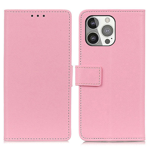 Leather Case Stands Flip Cover T14 Holder for Apple iPhone 14 Pro Pink