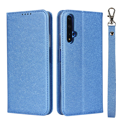 Leather Case Stands Flip Cover T14 Holder for Huawei Honor 20 Blue