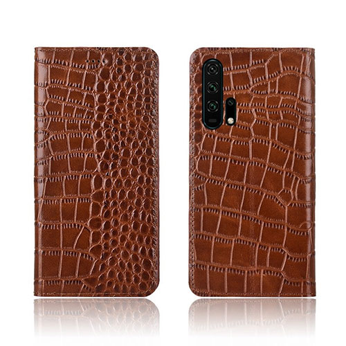 Leather Case Stands Flip Cover T14 Holder for Huawei Honor 20 Pro Orange