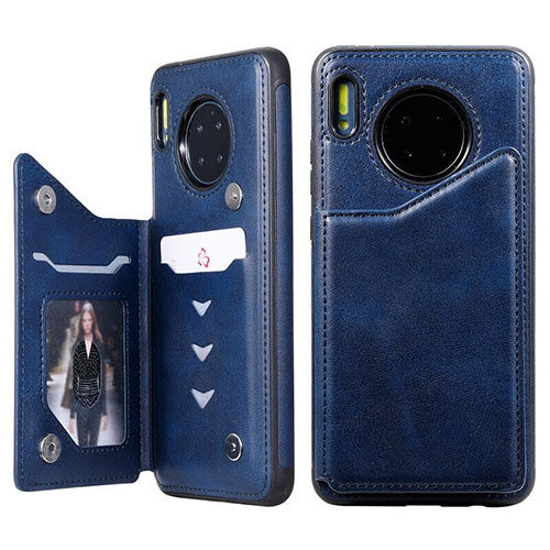 Leather Case Stands Flip Cover T14 Holder for Huawei Mate 30 Pro Blue