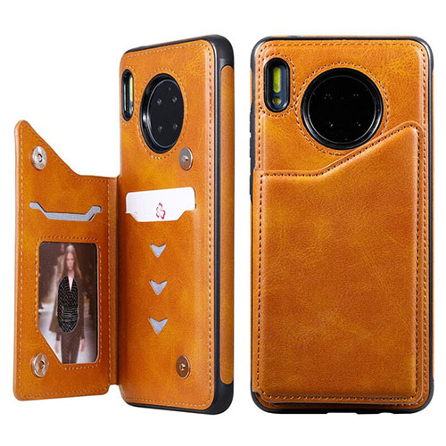 Leather Case Stands Flip Cover T14 Holder for Huawei Mate 30E Pro 5G Orange