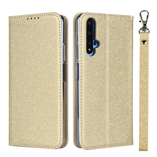 Leather Case Stands Flip Cover T14 Holder for Huawei Nova 5T Gold