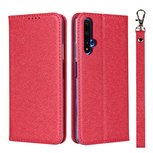 Leather Case Stands Flip Cover T14 Holder for Huawei Nova 5T Red