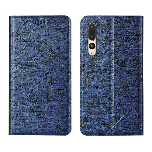 Leather Case Stands Flip Cover T14 Holder for Huawei P20 Pro Blue