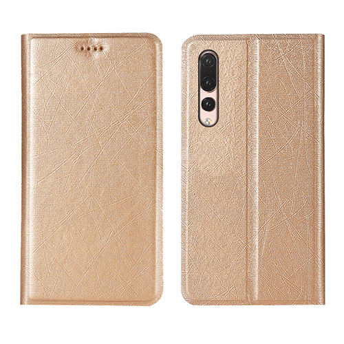 Leather Case Stands Flip Cover T14 Holder for Huawei P20 Pro Gold