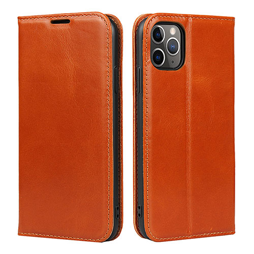 Leather Case Stands Flip Cover T15 Holder for Apple iPhone 11 Pro Orange