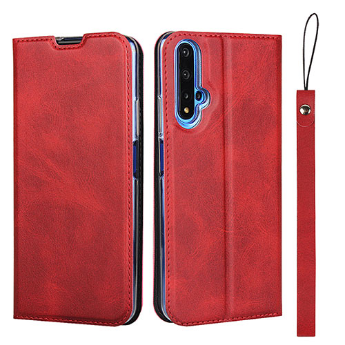 Leather Case Stands Flip Cover T15 Holder for Huawei Nova 5T Red