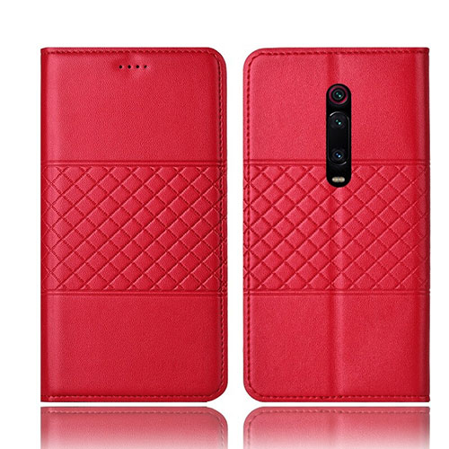 Leather Case Stands Flip Cover T15 Holder for Xiaomi Mi 9T Red