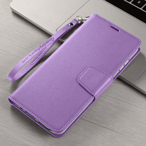 Leather Case Stands Flip Cover T15 Holder for Xiaomi Mi Note 10 Pro Purple