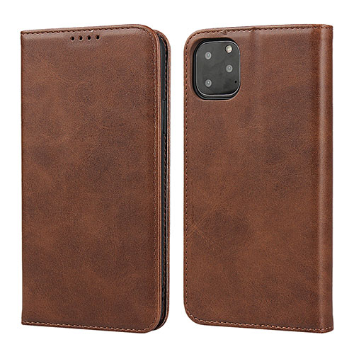 Leather Case Stands Flip Cover T16 Holder for Apple iPhone 11 Pro Max Brown
