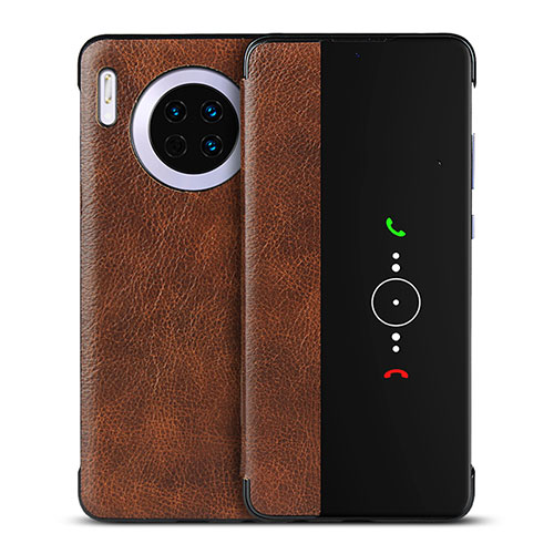 Leather Case Stands Flip Cover T16 Holder for Huawei Mate 30 Brown