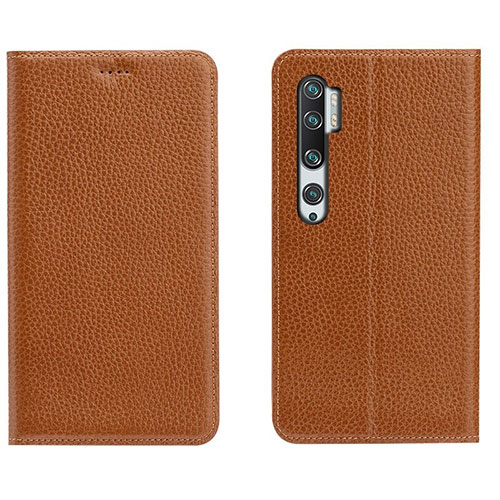 Leather Case Stands Flip Cover T16 Holder for Xiaomi Mi Note 10 Pro Orange