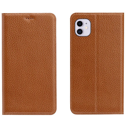 Leather Case Stands Flip Cover T17 Holder for Apple iPhone 11 Orange